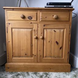 Pine Unit 

Height 2 ft 8
Width 2 ft 10
Depth 1 ft 6.5

This has 2 drawers and then 2 shelves inside. In great condition. Selling due to house move