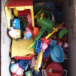 box full of peppa pig toys in used condition. no longer played with.