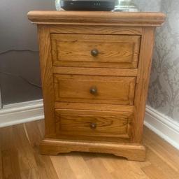 Solid oak side cabinet with 3 draws 
COLLECTION ONLY