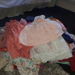 huge girls bundle everything you would need 
.summer dresses
.shorts t shirt sets
tops long and short
pyjamas and onsies
dresses
play suits
vests 
tights
leggings 
2 rain coats 
knickers 
all in extremely good condition  smoke pet free home 
collection or posted via hermes