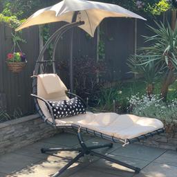 - Cream helicopter swing chair
- Fantastic condition and well looked after
- Kept under a roof canopy for the majority of the time
- Sunshade and cushions never left out in the rain etc
- Some rusting on legs as indicated in photo, but nothing major
- Black cushion not included 
- Sad sale
- CV6 
- No pets and no smoking household 
- Can be dismantled for buyer