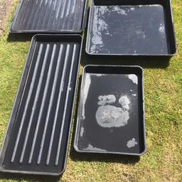 These used plastic trays are in good condition. They measure 97cm x 38cm, 60 cm x 60 cm, 78 cm x 60 cm and 58 cm x 39 cm.