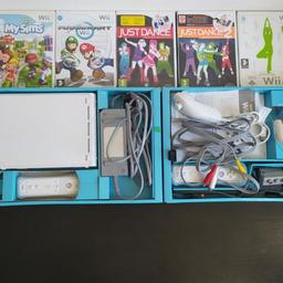 Nintendo Wii. In good condition.
10 games including Mario kart and Just dance.
Wii fit board as well.
Two controllers one Nunchuck.
Collection only.