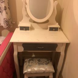 Dressing table measurements 
Width 70cm 
Depth 40 cm 
Height 77cm 

Sale also includes stool 
Collection only