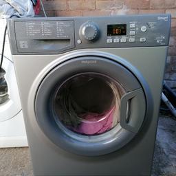 Hotpoint smart washing machine 7kg 1400spin grey digital works well been serviced inside and out works well comes with 3 months warranty can be delivered or u can collect at will if further than Walsall area then abit of fuel money wud be great I can deliver Install test and old appliance removed I'm also a man with a van I do almost anything pls don't hesitate to contact if u have any questions thank u for looking