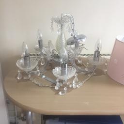Crystal style chandelier 
Good wipe down and good as new 
Smoke free home