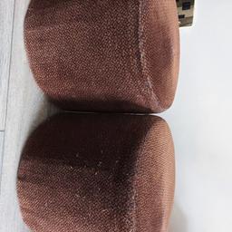 2x brown velvet foot stools. They are about 33cm across from the top/bottom, 28cm in height and are quite heavy in weight.They were used only for guests, when we needed more seating. Overall, they are in a good, clean condition £10.00 for the pair. I am able to deliver in Luton/Dunstable/Houghton Regis area, if not, then collection from LU4 area.