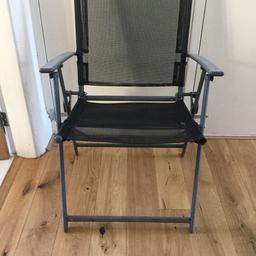 Mesh type folding garden chairs. Black covering with grey frame.

Nice and sturdy. No longer required as we have changed our furniture.

Great for summer, extra garden visitors etc.

Collect from Middleton.