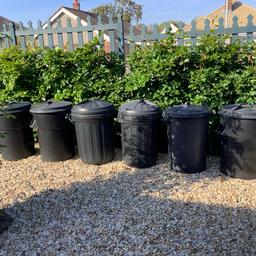 2 x black strong plastic dustbins. Used - good condition
