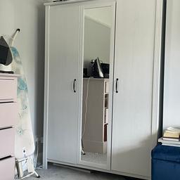 IKEA wardrobes x2. Price £60 is for 2 wardrobes.
White, mirror in the middle panel.
Inside hanging rails and shelves.
Very good condition.

Collection only they will be dismantled. Collection weekend strictly 3rd or 4th July.

SERIOUS buyers only. Message for sizing/any other details you need.

DELIVERY NOT AVAILABLE.