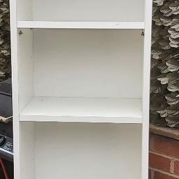 WHITE IKEA SHELVING UNIT / BOOKCASE. 
CAN ADJUST SHELF HEIGHTS EASILY TO SUIT.
GOOD CONDITION.
HEIGHT 202CM
DEPTH 28CM
WIDTH 40CM
BUYER MUST COLLECT (whiston)
CASH ON COLLECTION
NO HOLDS