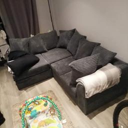 Grey corner sofa
Had for under 1 year, great condition only mark is a small ink mark on 1 seat cushion & small tear on one of base lining cover (pics above) 
Smoke free home
Can be split into 2 sections for easy installation
Foam seat cushions to maintain shape better
Serious offers