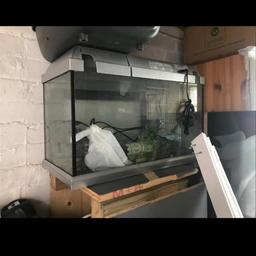 Fish tank + silver lid , nice small aquarium