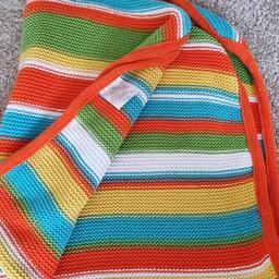 Little Dreams Boutique Baby Blanket Cotton Knitted Orange Yellow Stripe 75x100cm