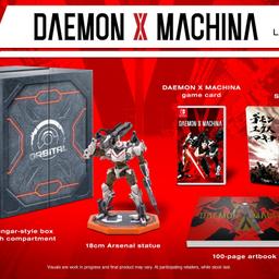 Free Standard Delivery – All items Brand New & Fully Warranted – The Chelsea Gamer – In the Business of Happiness. 

(PEGI 12) Daemon x Machina orbital limited Edition includes a physical copy of the game, an 18cm-tall arsenal Statue, a 100-Page artbook, a Steelbook and a hangar-style box with a compartment in which the Arsenal Statue can be displayed.

Available in limited quantities, exclusively in Europe and Australia

Defend the planet and defeat corrupted A.I. controlled robots using
your Arsenal, a fully customizable mechanized battle suit. Choose and
equip your Arsenal with a multitude of weapons, obtain more from
downed enemy Arsenals, and swap them on the fly to suit your
strategy in the face of ever-changing threats that may bring the end of
the world.