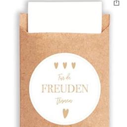 Verkaufe 80 Stück Geschenktütchen Kraftpapier mit Sticker „Für die Freuden Tränen“ von Plant Vibes