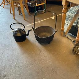 VICTORIAN CAST IRON CAULDRON AND CAST IRON KETTLE £45 EACH CAN DELIVER EACH ITEM FOR £8.95 or WHY NOT VISIT US 

Open 7 Days Including Bank Holidays ,
New stock arriving weekly.
Like my page to keep up to date with new arrivals  
https://www.facebook.com/VINTAGEBARGAINSUK/
Open Every day
Monday to Friday 9am – 4pm
Saturday / Sunday 10am – 4pm
Todaysyesterdayuk
UNIT 1-2 
Holmeroyd Road 
Doncaster 
DN6 7BH
Situated between Woodlands and Carcroft, 1 mile from Toll Bar (next to Howdens)