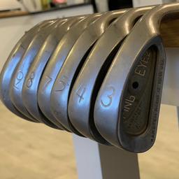 The clubs have not been modified and have the same grips and shafts as when purchased. These irons are in good condition with moderate wear and scratches to the soles and faces. The grooves are in good condition. The club has no ferrule and the club face goes straight into the shaft. Ping specialise in the high protruding toe which is very relevant in these clubs. The other companies tried to copy the way that these clubs were manufactured. 

Any questions please do not hesitate to ask.