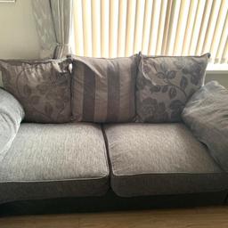 Grey and black 3 seater and 2 seater with scatter back cushions, fair condition, needs to be gone by 21st june