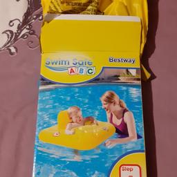 inflatable swim seat for baby up to 12m. only used once and inflated with the hotels inflatables pump so not blown up by mouth. Great for holidays or in a family paddling pool. Collection or very local drop off only.