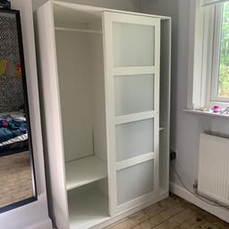 Selling this Ikea sliding door wardrobe, had it for about three years but I’m redecorating so it’s needs a new home ASAP ! Bought for £100 and is still in good condition and pretty clean, doors are still fully functional.
Stores loads of stuff and looks sleek.

Available for collection this week Monday 21st then Thursday24th, Friday25th, Saturday26th and Sunday27th after mid day.

If it doesn’t sell this week it will be taken to the tip so please don’t hesitate to contact me!