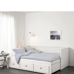 Ikea hemnes white daybed. Immaculate condition, includes 2 mattresses. Only been in the spare room so only used a couple of times. All measurements are in photos. Any questions please ask.