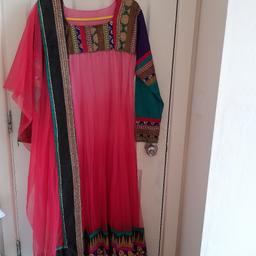 pink flary long dress, only worn once, collection only please thanks