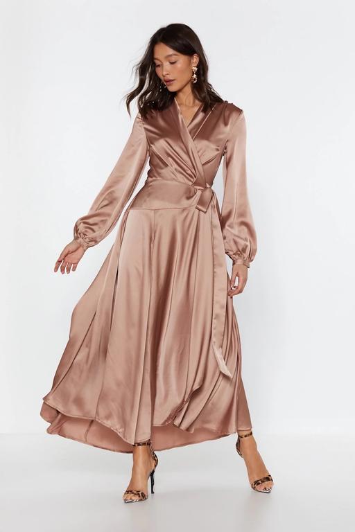 Buy & Sell West Midlands Birmingham - Photos for Satin Long Sleeve Maxi Wrap Dress