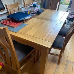 Solid oak dining table and 6 chairs, bought from Oak Furniture Land