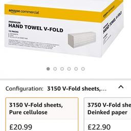AmazonCommercial Interfold-Vfold Paper Hand Towels, 2 PLY - Pack of 15, 3150 sheets Brand New £13 a box no offers as new.
