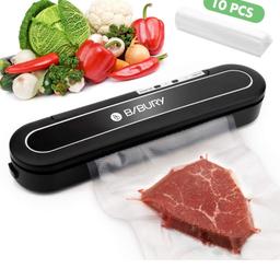 Automatic Food Sealer with Led Indicator Light, Compact Food Vacuum Sealing Machine for Food Storage and Preservation with 10pcs Vacuum Sealer Bags