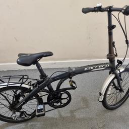 Carrera Carerra Intercity Folding Foldable Bike Bicycle - Grey. RRP £400 at Halfords.
Great condition, fully functional no issues at all.

Gears: 8 Speed for easy commuting
Brakes: Aluminium V-brakes for controlled stopping
Wheels: 20" aluminium rims with rubber tyres for comfort and stability
Folded dimensions: L:835mm, W:360mm, H:660mm
Front and rear mudguards, luggage rack and kickstand included

Collection post code: SE8 4SS.