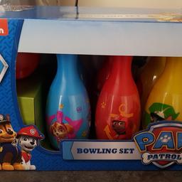 Simply set up the six pins each with a Paw Patrol character image and logo.

Used once hence still in the box.

From a pet and smoke free home.