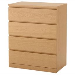 IKEA chest of 4 drawers.
Oak veneer.

80x100 cm.

Excellent condition.

Collection only.