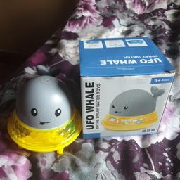 Ufo whale spray water toys.
3+ ages
Used once. Comes in box
3d soft lights flashing and play sweet music