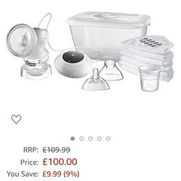 Tommee tippee electric breast pump. Used but good condition, fully working. Comes with a bottle and sterilising microwave box
It’s amazing when you need to express milk for a baby, easy and pain free
Can be mains or battery operated
Comes from smoke free house
Can deliver for petrol
