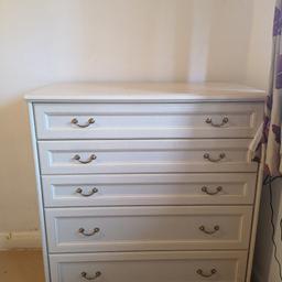 2 x 5 draw chest. Cream with gold pull out handles. Solid wood.
Not free. Make an offer and take it away.