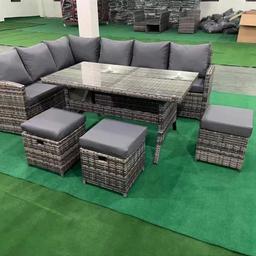Available now IN STOCK
Brand new Rattan sets
Come with 3 stools
2.4mt x 1.8mt
Tempered Glass topped table
Both sofas are assembled, just table needs assembly and one arm on sofa, very easy to do.
Can be delivered locally free of charge, within 20 miles
Drop me an offer for details, but PLEASE DONT ACCEPT THE OFFER, as I lose all ,my messages if you do
Only in grey with grey cushions, no other colours or styles
Sizes
Triple sofa size: 182*67*75cm
Corner sofa size: 165*67*75cm arm width: 6cm
Table: 139*79*71cm
3*stool size: 40*40*36cm
Cushions : 8cm 180g fabric
Tempered glass table top 5MM,
Flat packed sizes
2 boxes .Carton size: 183*82*77cm ; 142*12*82cm