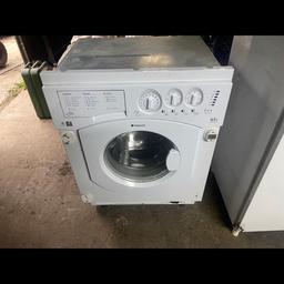 Used hotpoint integrated washing machine in white . Excellent conditioner fully working . See photos for model number. 
Collection on no delivery available