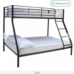 Argos, double bunk bed (double on bottom, single on top) barley used, great condition, black framed. 