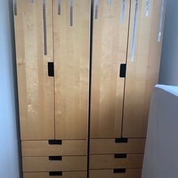 2 double wardrobes, mirrored stickers on the front doors but can come off unmarked.
£30 for both.
Not dismantled.

Width 600mm x height 1925mm x depth 515mm