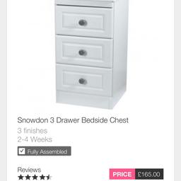 3 draw white bedside chest as you can see in the picture the original price of this is £165. Excellent quality strong bedside table slightly marked nothing major quick sale no time wasters please collection only.