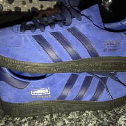 Genuine Adidas BC Baltic Cup Ibiza Blue & Dark Blue Trainers UK Size 9
BRAND NEW NEVER WORN
Upper: leather / suede. Outsole: rubber.

Striking blue leather and suede upper
‘70s vintage Ibiza-inspired remake
Durable black rubber sole unit
Style code: FY2340
Sorry no box as damaged Welcome to view before buying
CASH ON COLLECTION PLEASE