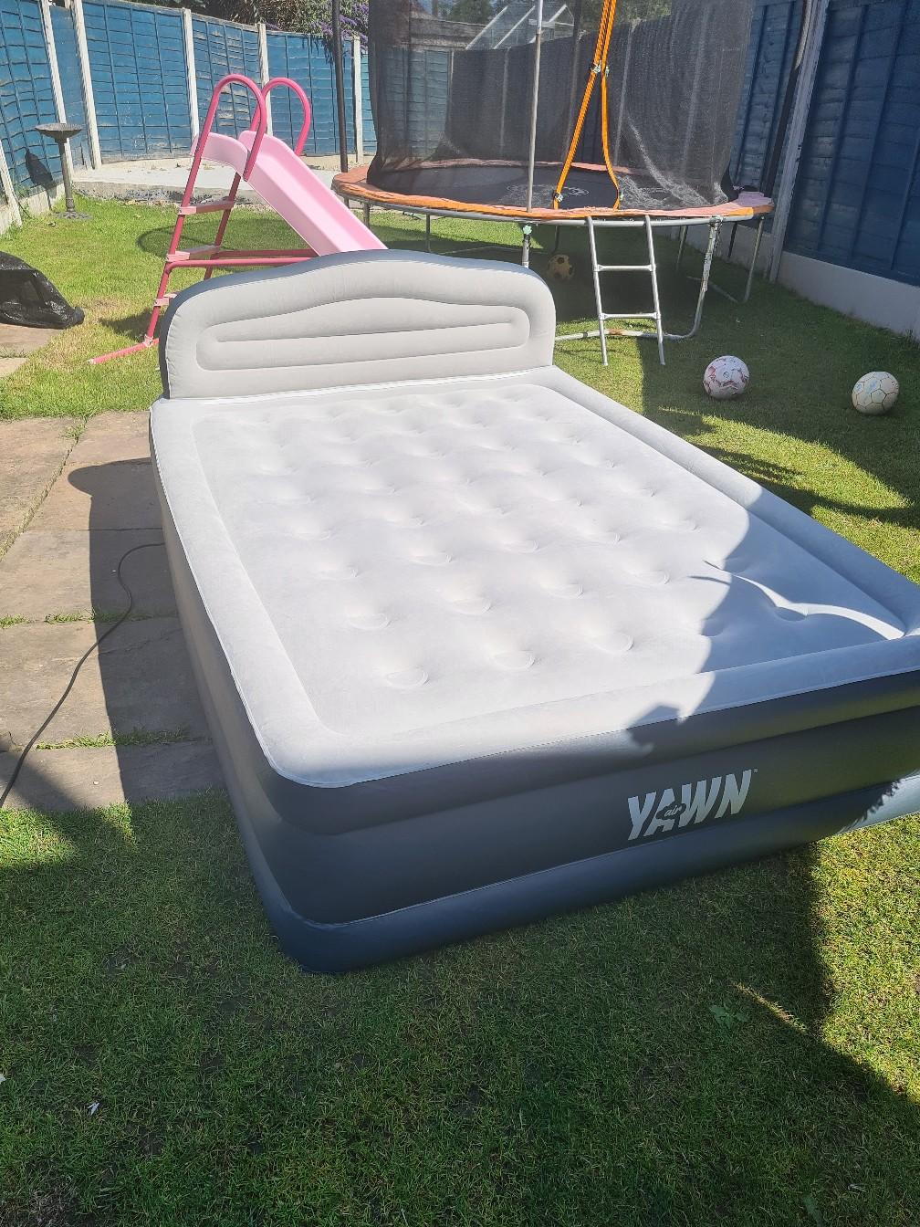 Yawn double blow up air bed with head board in M22 Manchester for £40.