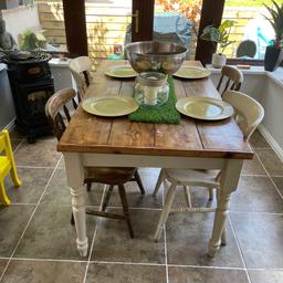 FREE need collecting ASAP! Only comes with the 2 cream chairs!!!!! Could do with a repaint and the top of the table sanding
