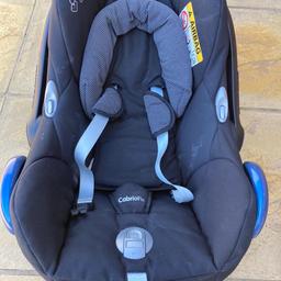 In really good condition black bought from John Lewis for £199

Maxi Cosi Cabriofix Infant Car Seat with the EasyFix Isofix Base in Essential Black makes travelling with your newborn easier as it simply installs to your car via the IsoFix connectors in your car, as well as the Cabrio being compatible with a wide range of popular pushchairs.

from birth to 12 months

for children 0 - 13kg

group 0+ car seat

belted or isofix base installation

easily attaches to a variety of pushchairs