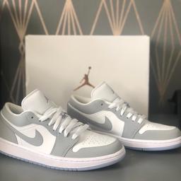 Brand new boxed 
DEADSTOCK
Jordan 1 lows 
White/wolf grey 
Size uk 5.5 
Will post but buyer pays postage