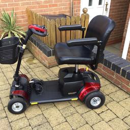 Pride Go Go Scooter in excellent used condition, had one careful owner from new.
This can dismantle and go into a car boot. All instructions and sizes are in the owner’s manual, any questions please feel free to ask or try before you buy
Collection only within 3days 
No offers please