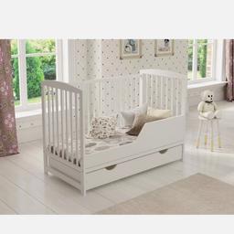Baby Cot Bed 120x60cm with Drawer & Mattress .Used but still very good condition. RRP150£