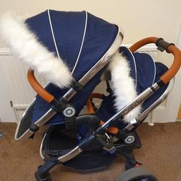 Used condition but plenty of life. 

Downsizing to a single now.

x1 newborn carrycot
x2 seat units
x2 raincovers